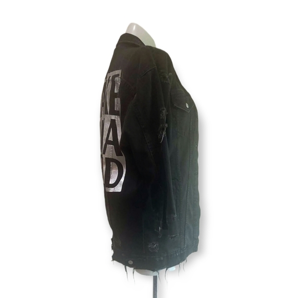 ZARA Distressed Black Denim *VLOGGER FAVORITE* Boyfriend Blazer Oversized Sz M - Picture 3 of 7